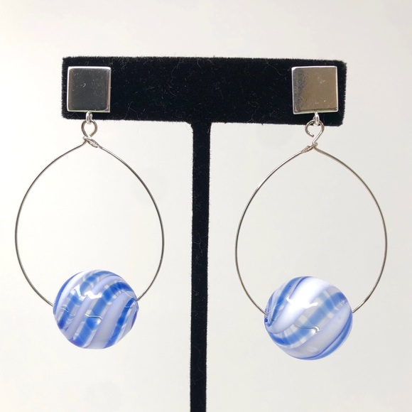 Artisan Wire Earrings w/ Blown Glass Beads - Picture 3 of 5
